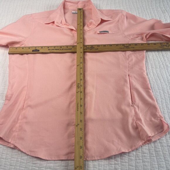 Columbia PFG Sportswear Womens Long Roll Sleeves Coral Button-Up Shirt L Vent - Picture 7 of 10